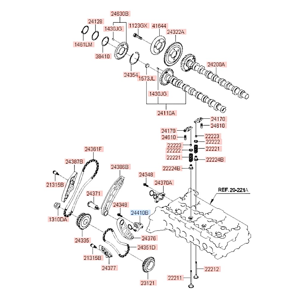 Натяжитель цепи ГРМ нижней 2.2 Sorento Santa_Fe. Артикул 244102F001. Производитель Оригинал. Изображение №1