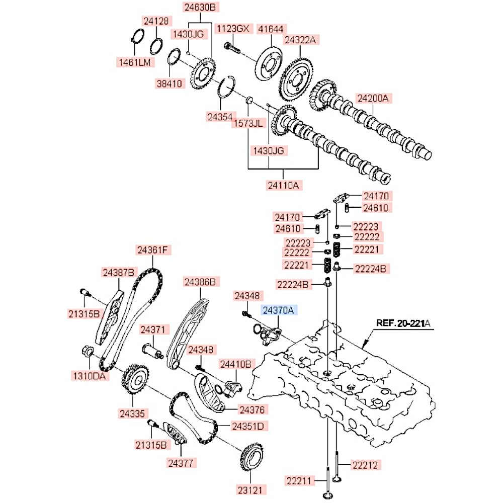 Натяжитель цепи ГРМ верхней 2.2 Sorento Santa_Fe. Артикул 245102F101. Производитель Оригинал. Изображение №1