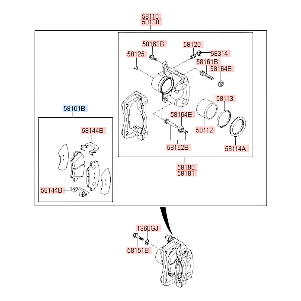 Колодки тормозные передние дисковые IX35 I40 Tucson Santa_Fe Optima Sportage Carens. Артикул 581013ZA10. Производитель Kashiyama Япония. Изображение №1
