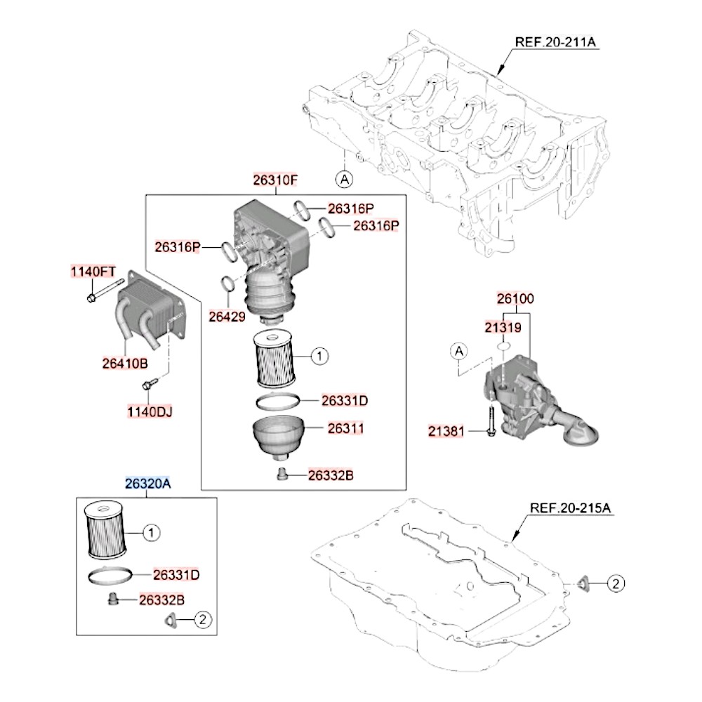 Фильтр масляный 2.5 19- Sorento. Артикул 263502S000. Производитель Arirang Корея. Изображение №1