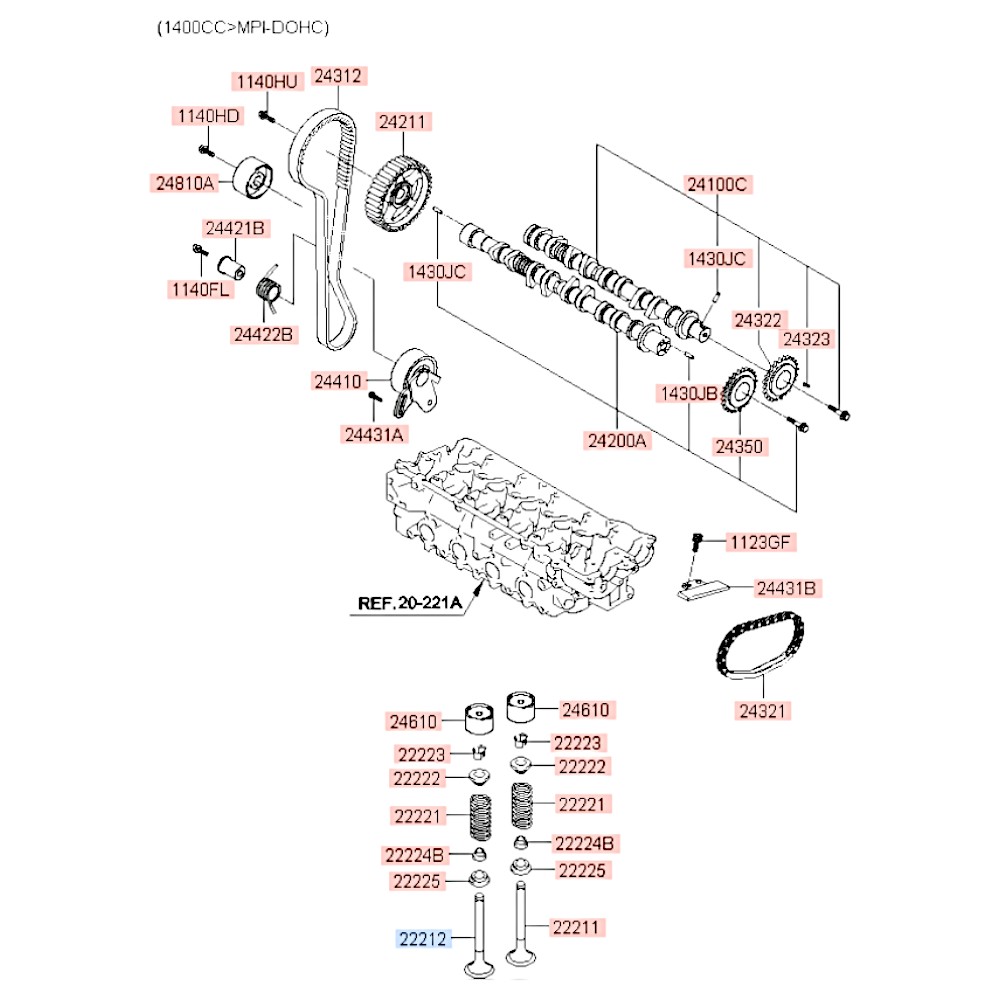 Клапан выпускной DOHC 16 клапан. Getz. Артикул 2221226000. Производитель Shinhan Корея. Изображение №1