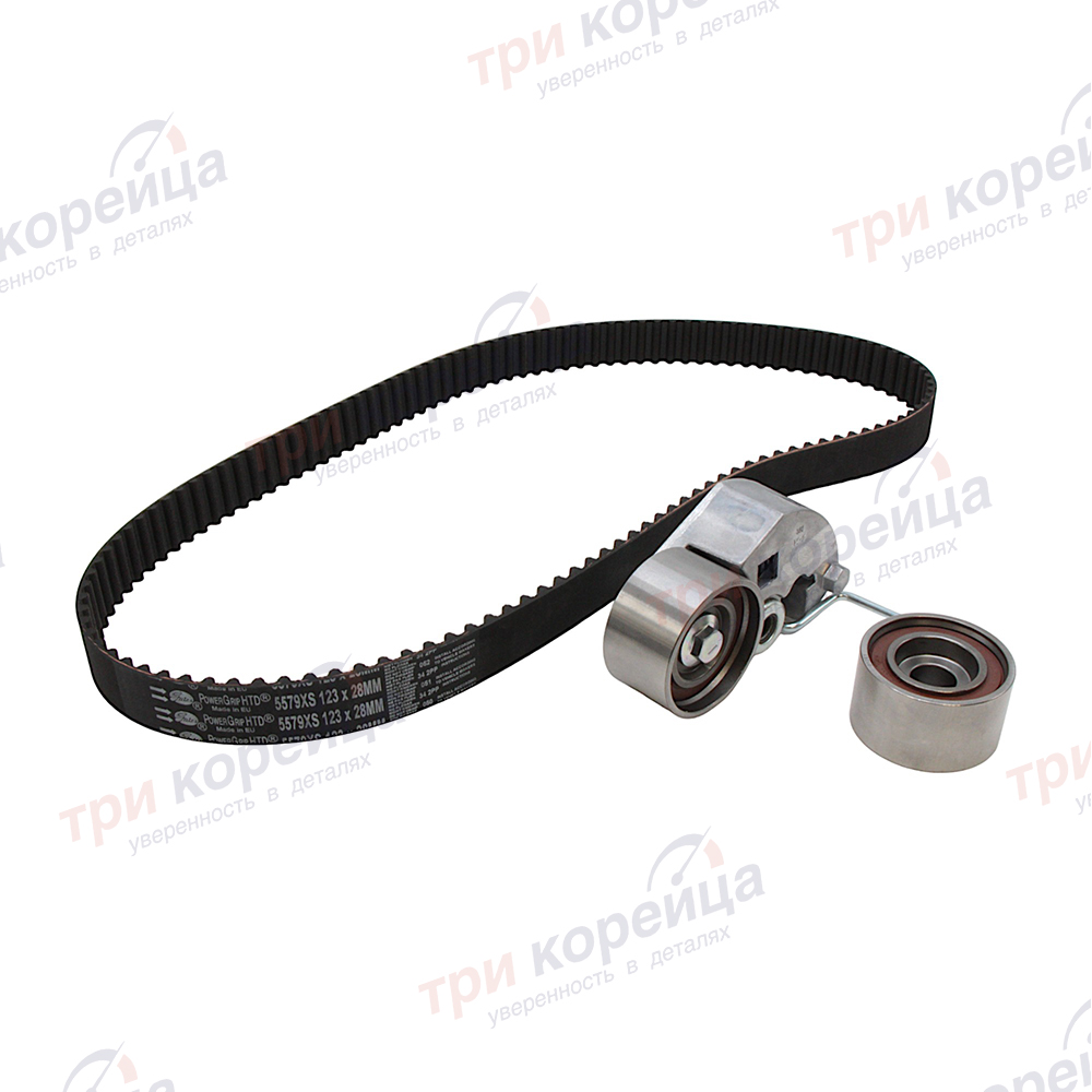 Комплект ГРМ (ремень+2ролика) 2.0Di Тагаз_Santa_Fe Tucson Sportage # Gates Германия K015579XS - ком-кт с механизмом натяжения. Фото №1 в каталоге ТРИКОР.