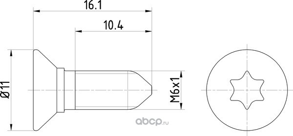 Винт крепления тормозного диска Tucson. Артикул 1220306167K. Производитель Textar Германия. Изображение №1