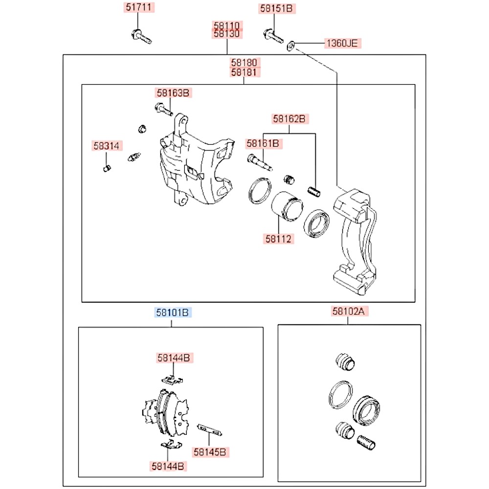 Колодки тормозные передние дисковые Elantra Matrix Cerato. Артикул 581012DA40. Производитель Mando Корея. Изображение №1