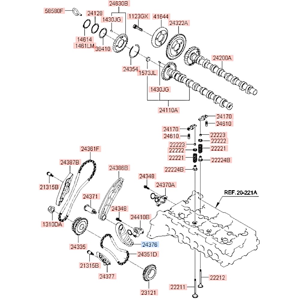 Планка натяжителя цепи нижней 2.2 Sorento Santa_Fe. Артикул 243762F000. Производитель Оригинал. Изображение №1