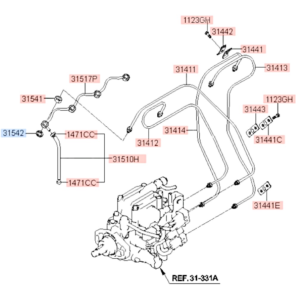 Кольцо уплотнительное топливной форсунки (обратка) D4BF Porter. Артикул 3154242000. Производитель TYB Корея. Изображение №1