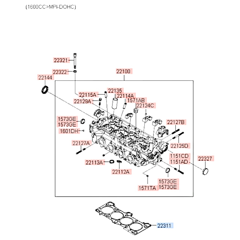 Прокладка ГБЦ паронит STD 1.5 DOHC Getz. Артикул 2231126101. Производитель Arirang Корея. Изображение №1